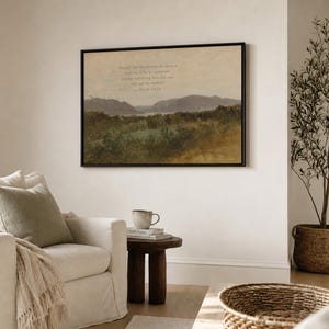 Isaiah 54:10 Wall Art | Though the Mountains Be Shaken Christian Landscape Canvas | Neutral Farmhouse Scripture Decor