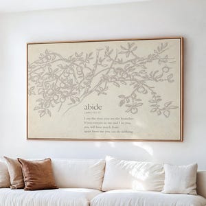 Abide Scripture Wall Art, John 15:1–5 Bible Verse Print, I Am the Vine You Are the Branches Artwork, Neutral Christian Home Decor