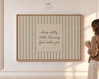 Little Blessing Sage Stripes | Christian Nursery Wall Art | W0542