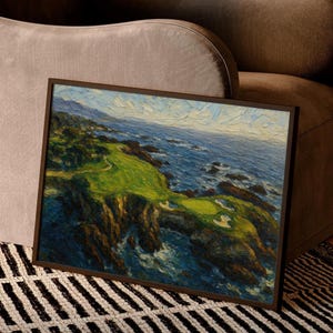 Pebble Beach Golf - Golf Wall Painting Golf Wall Art, Golf Chairs Art, Golf Decor, Pebble Beach Print, Modern Golf Art, Pebble Beach Art