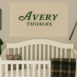 Masters Golf Art Nursery Wall Custom Name Banner Golf Baby Gift Golf Nursery Decor Boy Hanging Pennant Custom Banner Name Sign Golf Gift