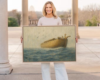 Noah's Ark Canvas Art Print: Christian Faith Nursery Decor