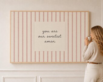 Sweetest Amen Pink Stripes | Christian Nursery Wall Art | W0541