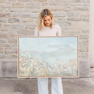 You Shall Go Out With Joy Nursery Wall Art, Isaiah 55:12 Scripture Print, Peaceful Floral Christian Artwork, Baby Room Faith Decor
