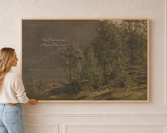 Olive Woodland Lake | My Peace I Give | Scripture Wall Art | G0339