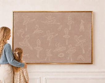 Ballerina Line Art on Blush | Nursery Wall Art | W0563