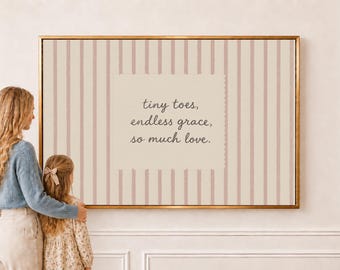 Tiny Toes Pink Stripes | Christian Nursery Wall Art | W0543