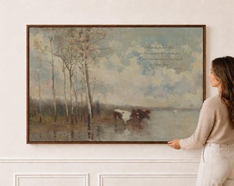 Cows in Water by the Birches | The Peace of God | Scripture Wall Art | G0359