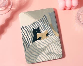 Personalized Bookworm Cat Kindle/Kobo Case w Strap For Kindle 12th,Paperwhite 12th/2024 11th(6.8")10th(6"),Kindle Colorsoft,Kindle 10/11Gen