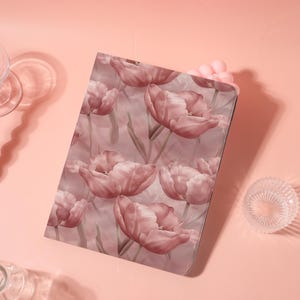 Romantic Pink Tulip Personalized iPad Case,Customized Birthday Gift,For iPad 10.9 10.5 10.2 iPad Air 6 7 iPad Pro 2022 2024 2025 Mini 5/6/7
