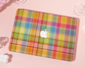 Colorful Plaid Personalized Macbook Case/Protector,Customized Birthday Gift,For MacBook 12 MacBook Air 11 13 15 Pro 14 15 16 2024 Ret 13 15