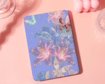 Custom Fantasy Flowers w Strap For Kindle 12th,Paperwhite 12th/2024 11th(6.8") 10th(6") 7,Kindle Colorsoft/11/10 Gen,Kobo Clara/Libra case