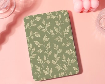 Custom Vintage Leaf Pattern Kindle Case w Strap For Kindle 12th,Paperwhite 12th/2024 11th(6.8")10th(6"),Kindle Colorsoft,Kindle 8/10/11Gen