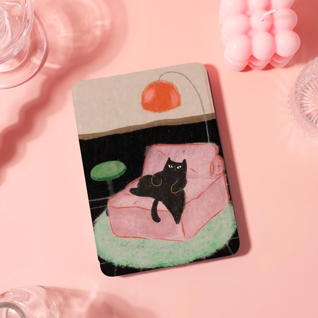 Custom Lazy Couch Cat With Strap for Kindle 12th,paperwhite 12th/2024 ...