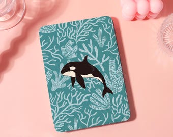 Custom Coral Dolphin Pattern Kindle Case w Strap For Kindle 12th,Paperwhite 12th/2024 11th(6.8")10th(6"),Kindle Colorsoft,Kindle 8/10/11Gen