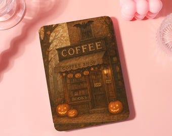 Halloween Coffee Shop Kindle Case w Hand Strap For Kindle 12th,Paperwhite 12th/2024 11th(6.8")10th(6"), Kindle Colorsoft, Kindle8/10/11 Gen