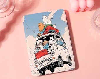 Custom Cats' Road Trip w Strap For Kindle 12th,Paperwhite 12th/2024 11th(6.8") 10th(6") 7,Kindle Colorsoft/11/10 Gen,Kobo Clara/Libra case