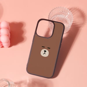 Cute Brown Bear Minimalist Customized iPhone Case/Cover,Soft iPhone Case,For iPhone 16 15 14 13 12 11 Mini Plus Pro Max,iPhone XS/XR/SE 2020