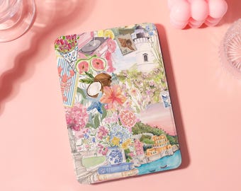 Custom Island Life Collage Kindle Case with Strap For Kindle 12th,Paperwhite 12th/2024 11th(6.8")10th(6"),Kindle Colorsoft,Kindle 8/10/11Gen