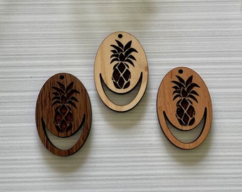 Pineapple engraved earring findings **3 wood choices **