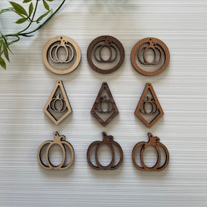 Pumpkin Earring Wood Blank Holiday Fall Autumn shapes 1.5” Frame Findings