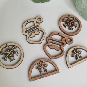 Earring Blank Wood Holiday Winter shapes 1.5 Frame Findings image 1