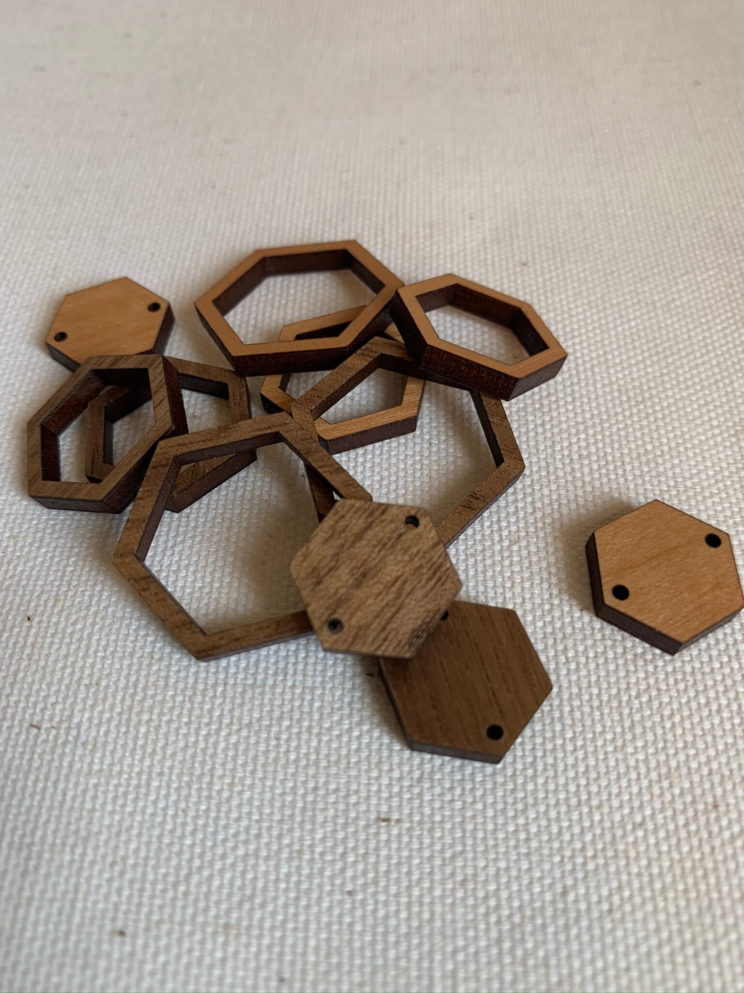 Unique Wood Hexagon Frames Earring Findings