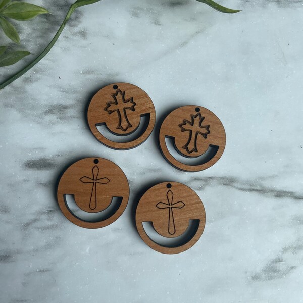 Wood earring blank Cross Christian Frames Macrame Earring Findings