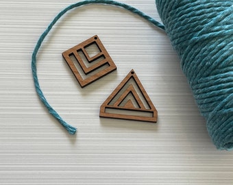 Wood Earring Blank Geometric Triangle Square Earring Frame Findings