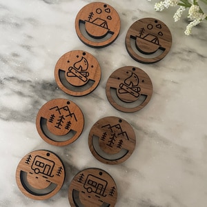 Earring Blank Camping Camper Fire Mountains engraved earring findings **4 styles and 3 wood choices **
