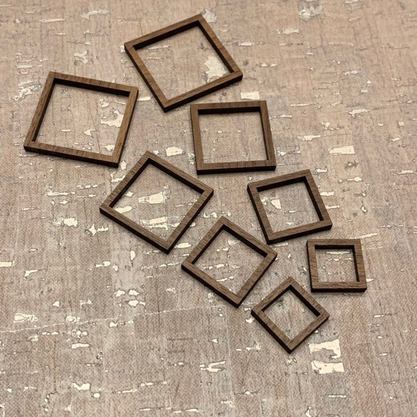 Unique Wood Square Jewelry Findings 4 sizes