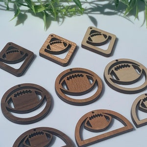 Football Blank wood earring blank findings **3 estilos y 3 opciones de madera **