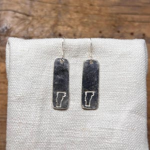 Stamped Silver Spoon Earrings: Vermont State Jewelry