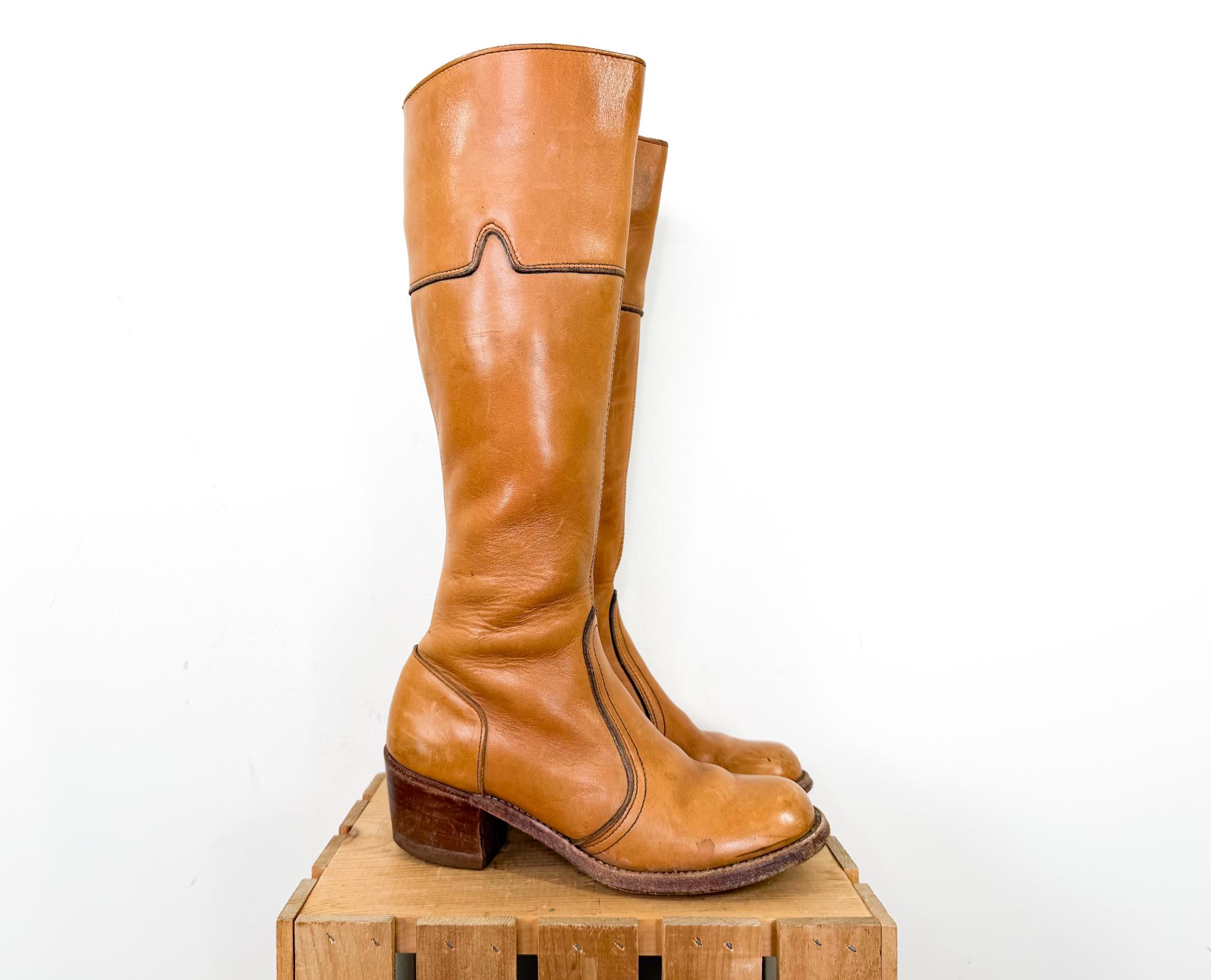 Vintage 70s? Frye USA Brown Leather Campus Heel Work Rancher Square Toe Boot 12D Frye Campus Boots Vintage - Etsy main image 4