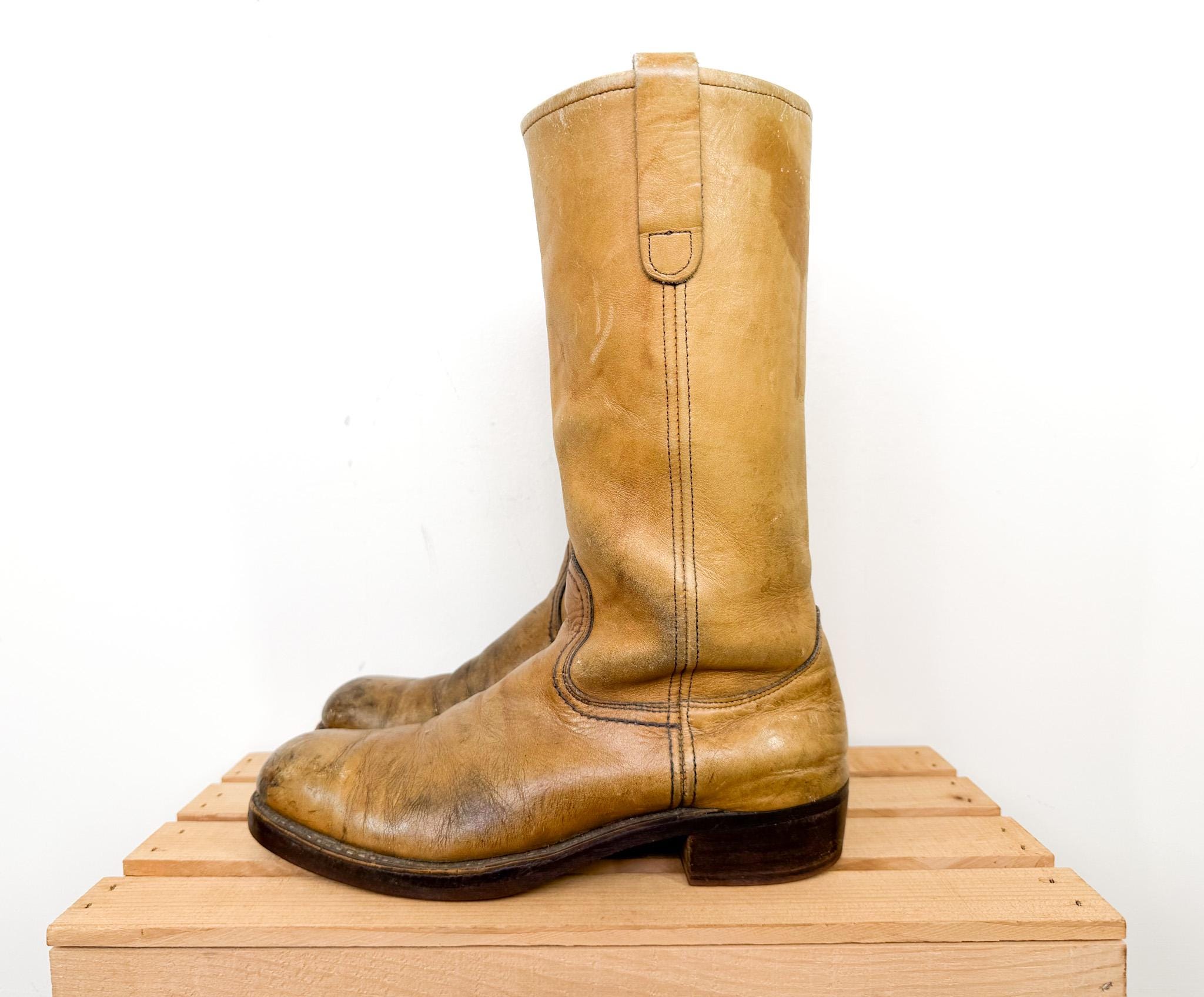 1970s Hondaline Leather Red Blue Black Motorcycle Boots Motocross Mens 7 7.5 VTG Hondaline Motocross Boots — Six Mile Industries Trials Parts main image 4