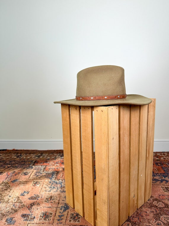 Vintage 70s-80s Wool Wide Brim Western Hat with W… - image 2