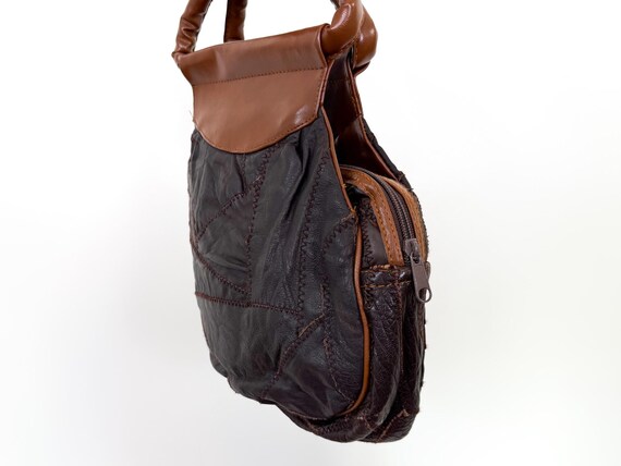 Vintage 70s Patchwork Leather Dragonfly Charm Ove… - image 4