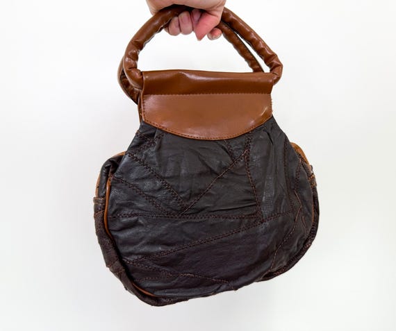 Vintage 70s Patchwork Leather Dragonfly Charm Ove… - image 5