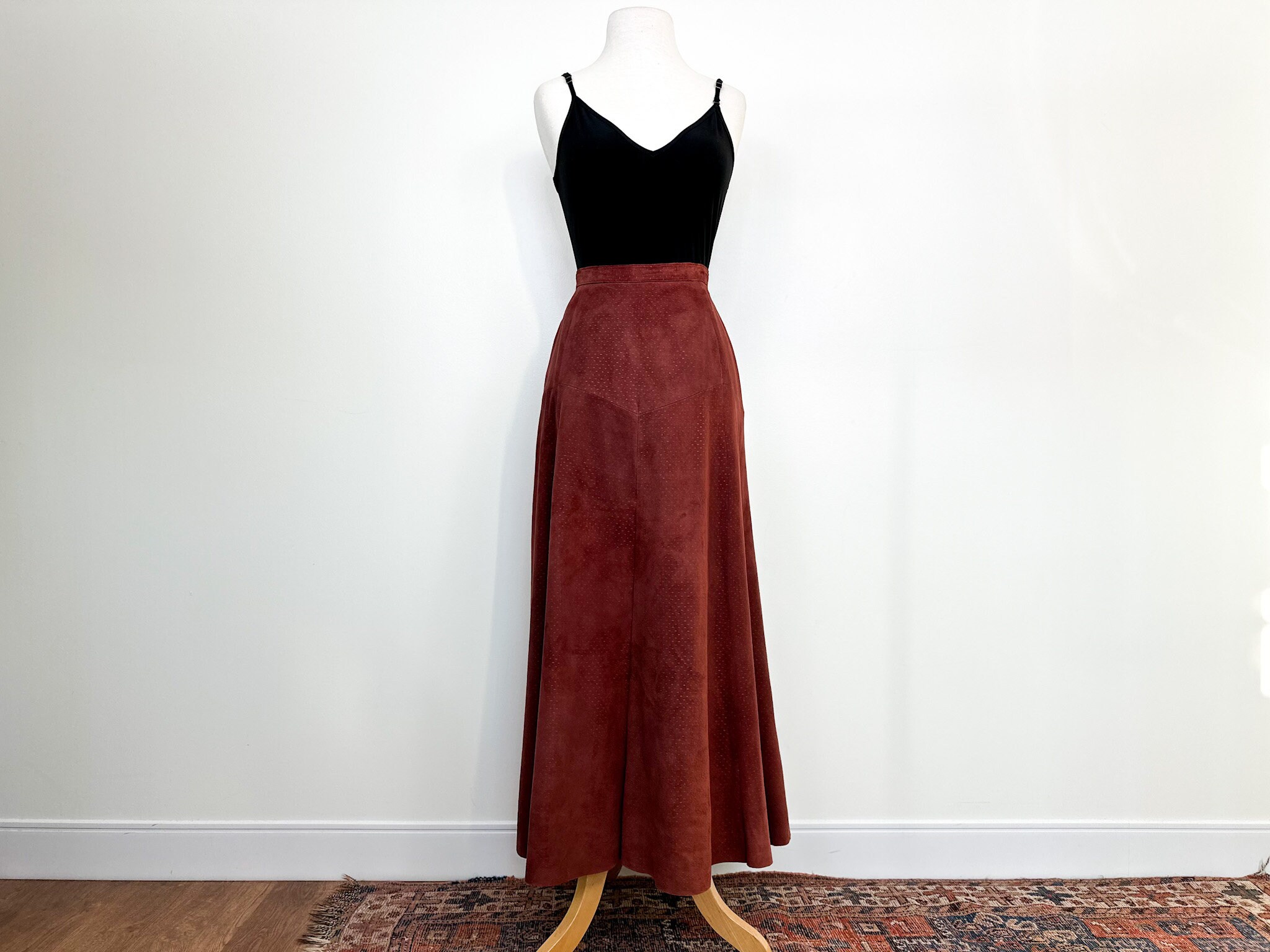 Rust faux top suede skirt