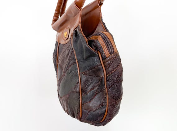 Vintage 70s Patchwork Leather Dragonfly Charm Ove… - image 6