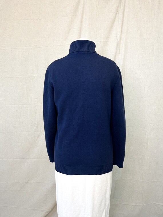 Vintage 60s-70s Size XS-M Navy Knit Zip up Jacket / 1960s-1970s 