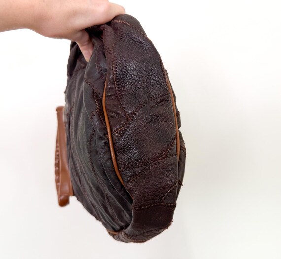 Vintage 70s Patchwork Leather Dragonfly Charm Ove… - image 7