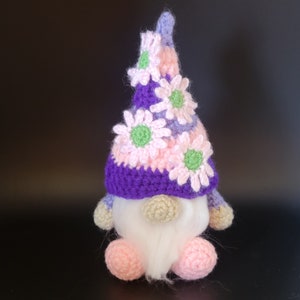 Crochet Pink Daisy Gnome Doll handmade - FREE SHIPPING!