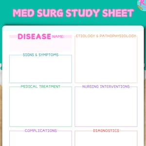 Med Surg Studienvorlage | Studienführer für Krankenpflege | Nursing Krankheitsprozess Vorlage | Seuchenplan für die Krankenpflegeschule