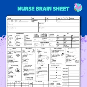 ICU Nurse Report Sheet, Med Surg Nursing Report Sheet, Nurse Brain New Grad, Report Sheet RN, Patient Report, Patient History, Print & PDF
