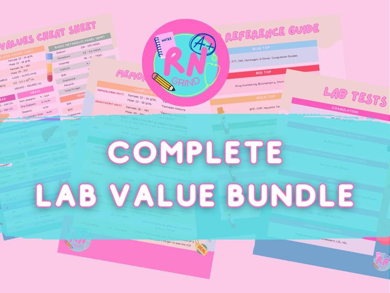 Lab Value Cheat Sheet Memory Tricks 4 Pages Nursing Notes