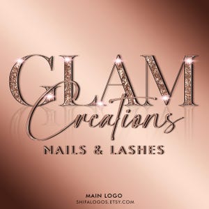 Modern Rose Gold Glitter Logo Design, Digital Beauty Hairstylist Lashes Nails Brows Skincare Logo