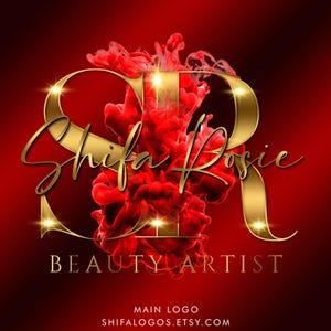 Red Gold logo, Beauty Logo, Watercolour Smoke Logo, Glitter Logo, Makeup Logo, Boutique Logo, Hair Logo, Lash Logo, Nail Logo, Cosmetic logo