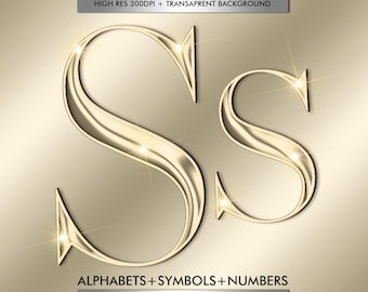 Modern Gold Beige Alphabets PNG, Transparent Gold Fonts Letters Clipart, DIY Logo Branding, Shiny Digital Alphabets, Digital Download #180