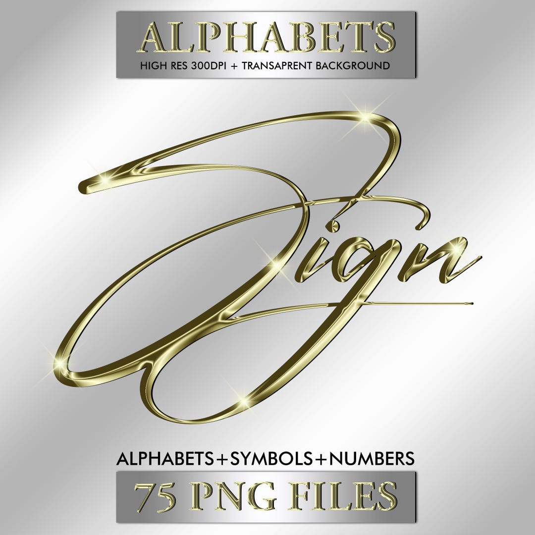 Modern Gold Shiny Script Alphabets Clipart, Transparent Gold Fonts ...